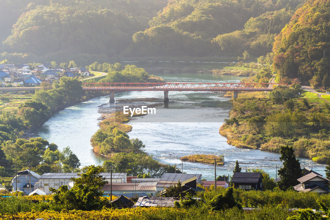 High angle view of bridge over river