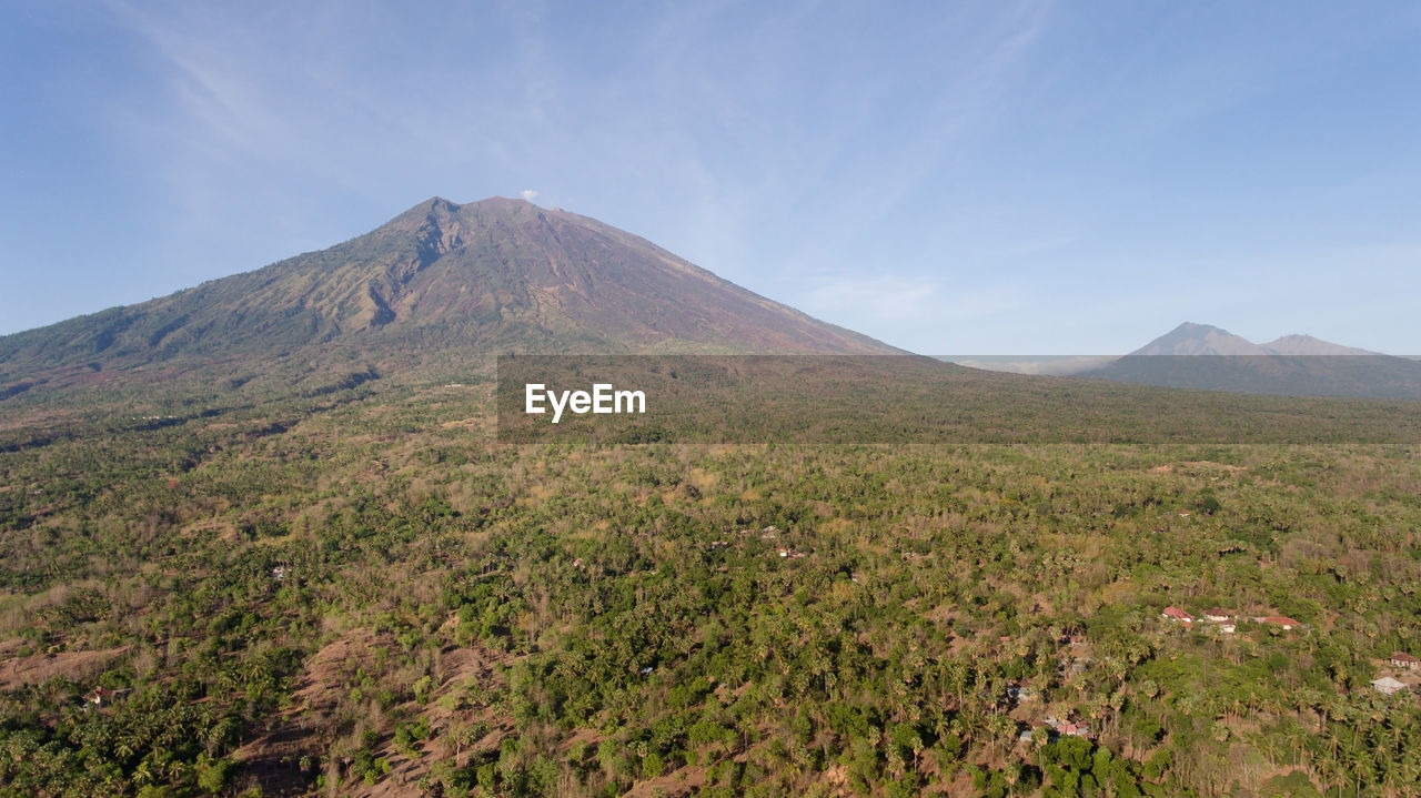 Active volcano gunung agung in bali, indonesia.