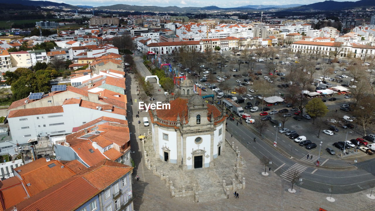 high angle view of townscape