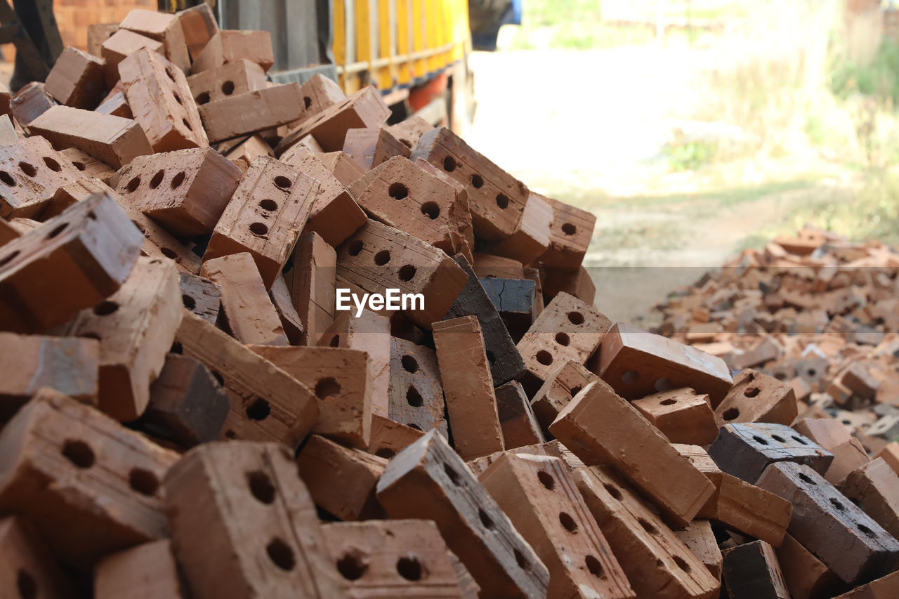 close-up of wooden boxes