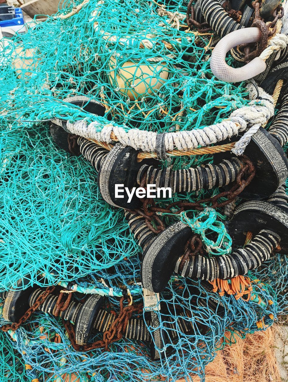 fishing net, fishing industry, commercial fishing net, fishing, rope, no people, art, day, high angle view, outdoors, full frame, pattern, fishing rod, multi colored, close-up, nature, buoy, abundance, large group of objects, backgrounds, complexity