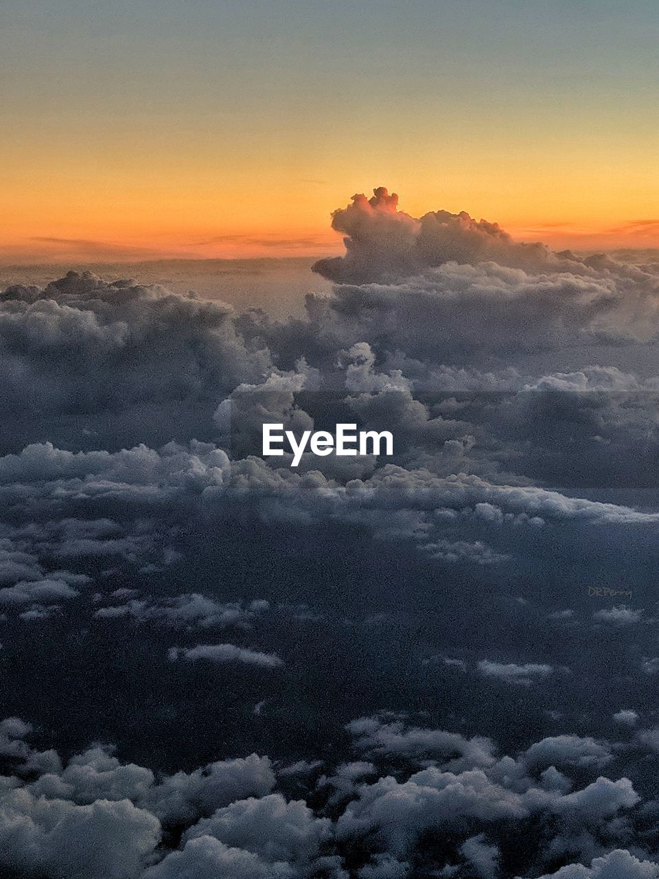 AERIAL VIEW OF DRAMATIC SKY DURING SUNSET