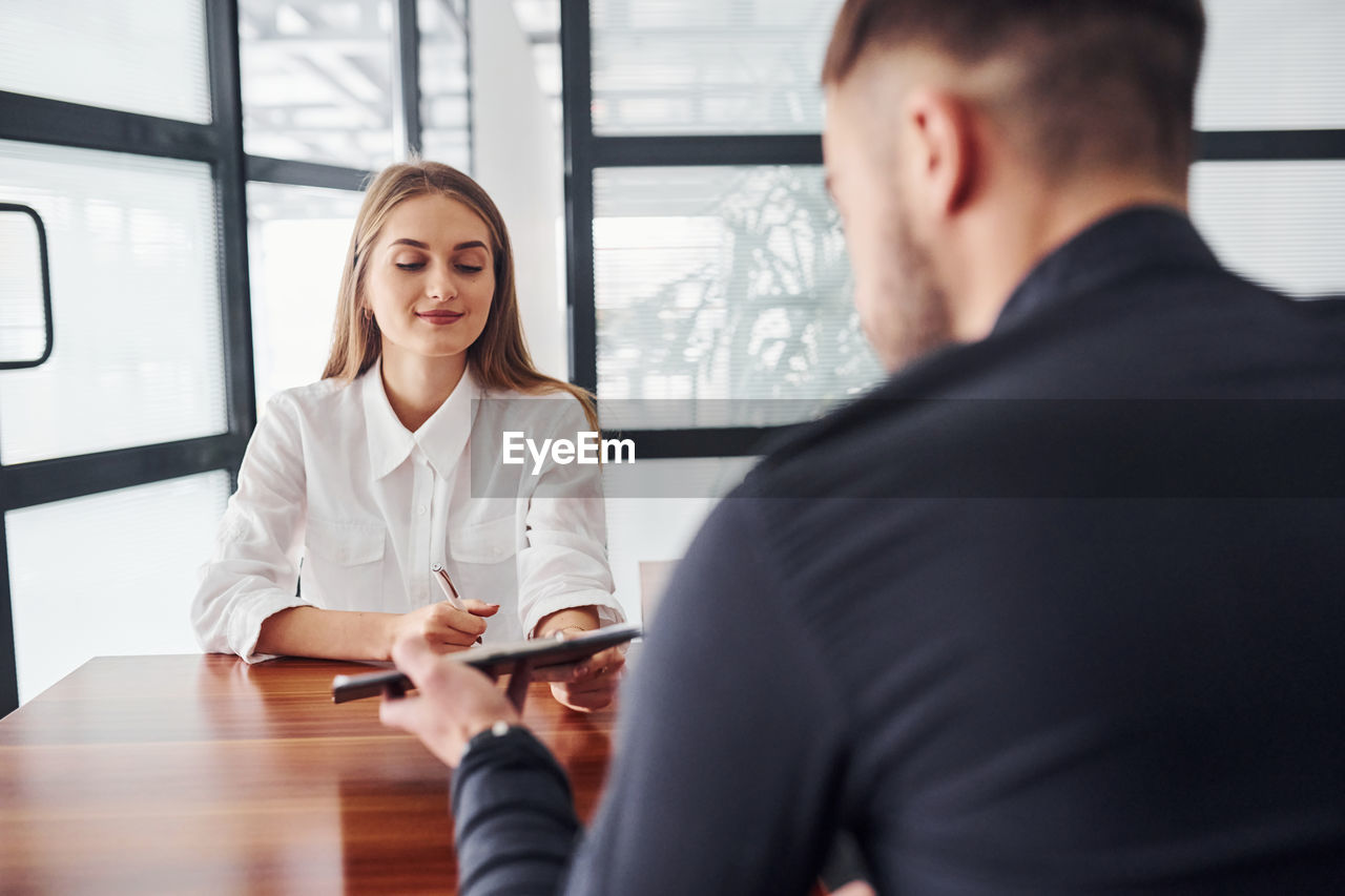 business colleagues working on table