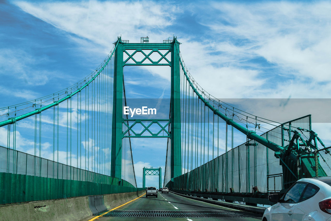 LOW ANGLE VIEW OF SUSPENSION BRIDGE