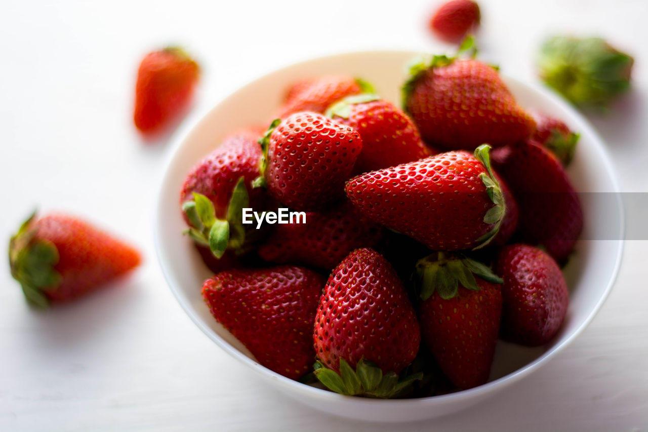 Close-up of strawberries in bowl