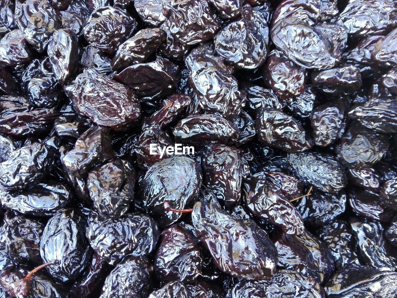 High angle view of prunes for sale