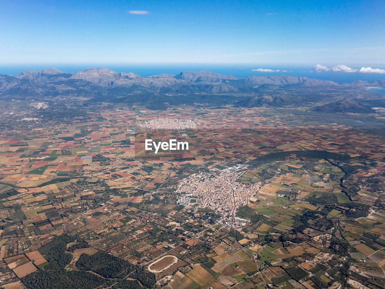 AERIAL VIEW OF CITY AND BUILDINGS