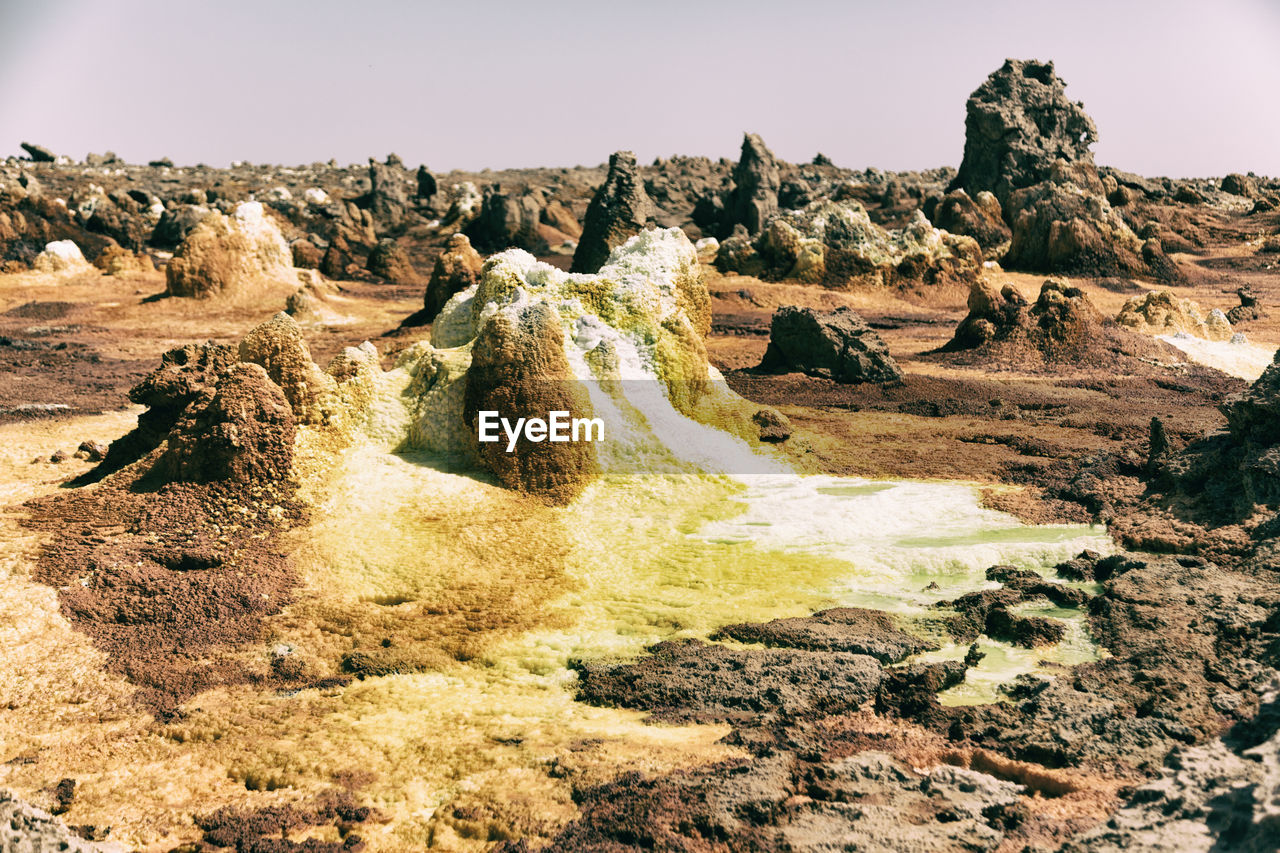 Scenic view of rock formations against sky