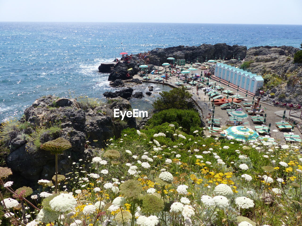 Scenic view of sea against clear sky