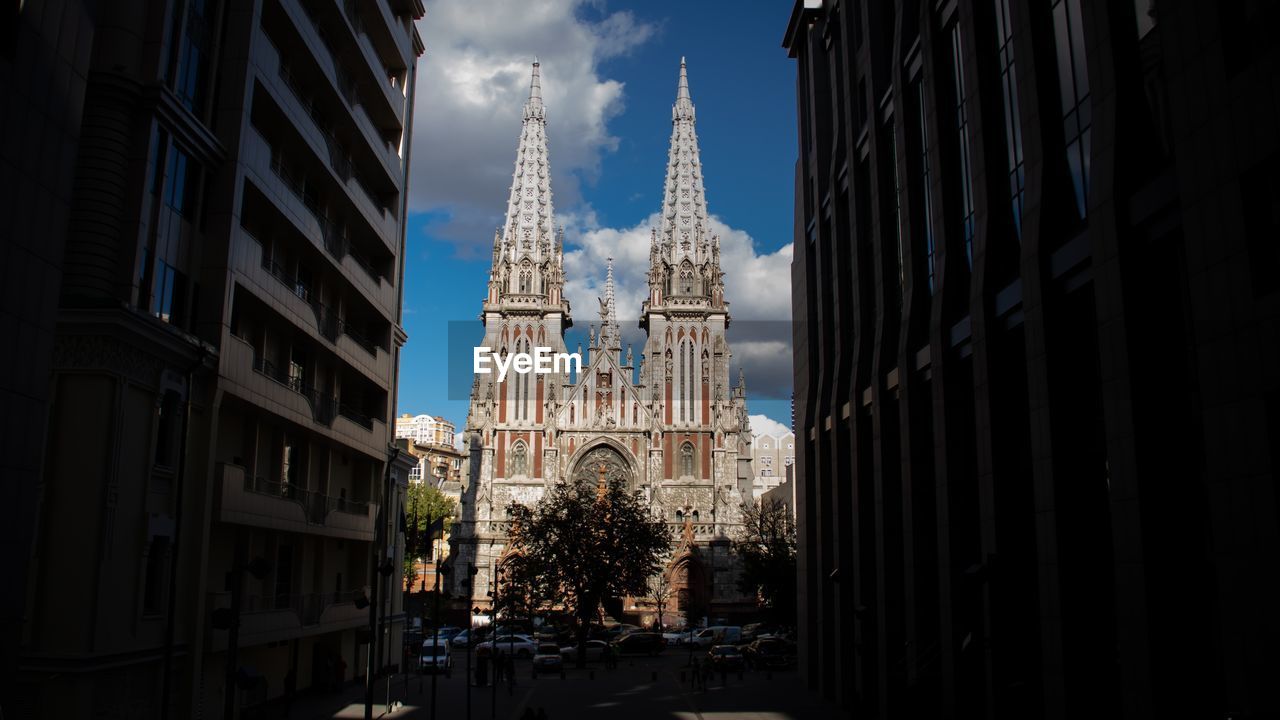 Low angle view of buildings in city