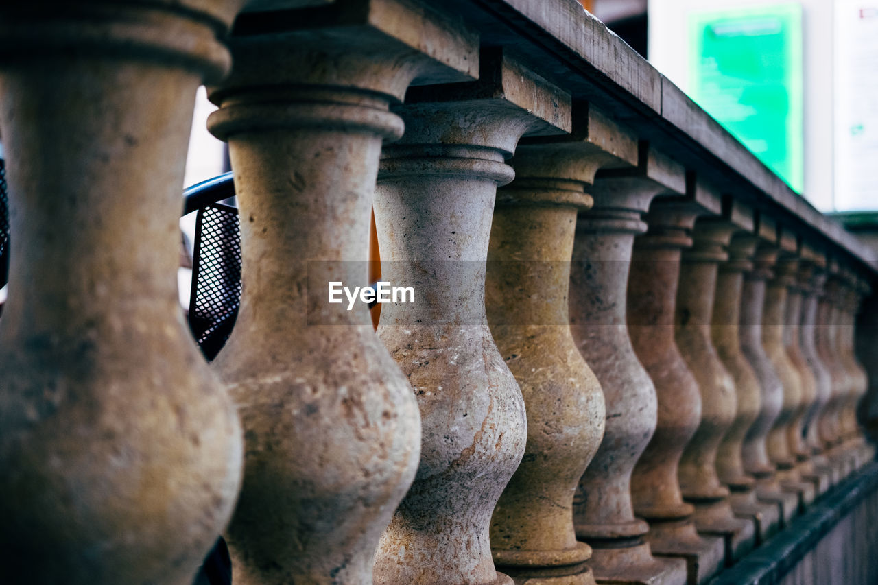 Close-up view of balusters