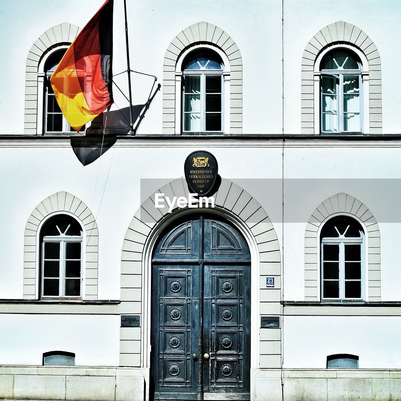 German flag at building entrance