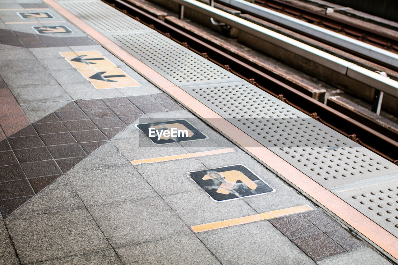 High angle view of railroad station platform