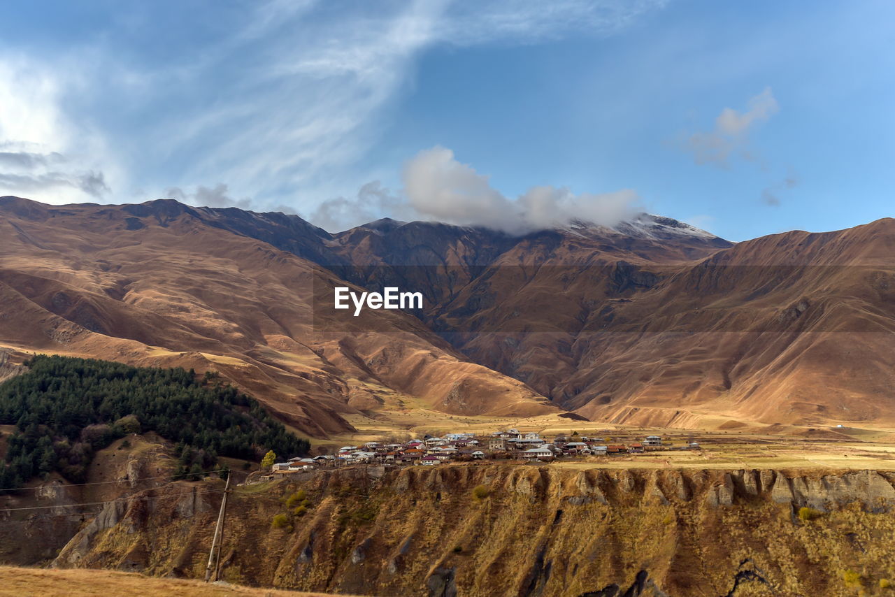 SCENIC VIEW OF LAND AND MOUNTAINS AGAINST SKY