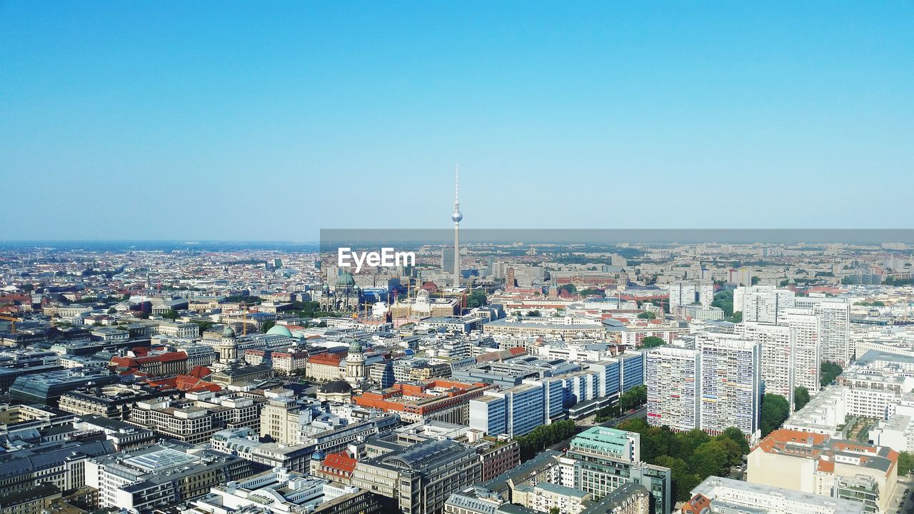 High angle view of cityscape against sky