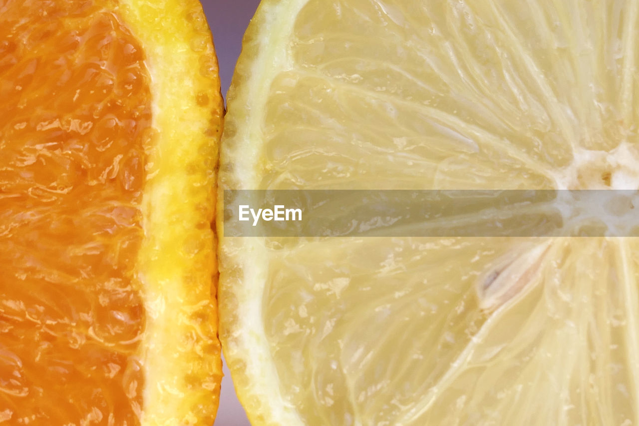 Close-up of lemon and orange slices