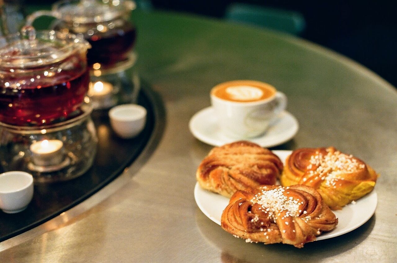 Close-up of breakfast served on table