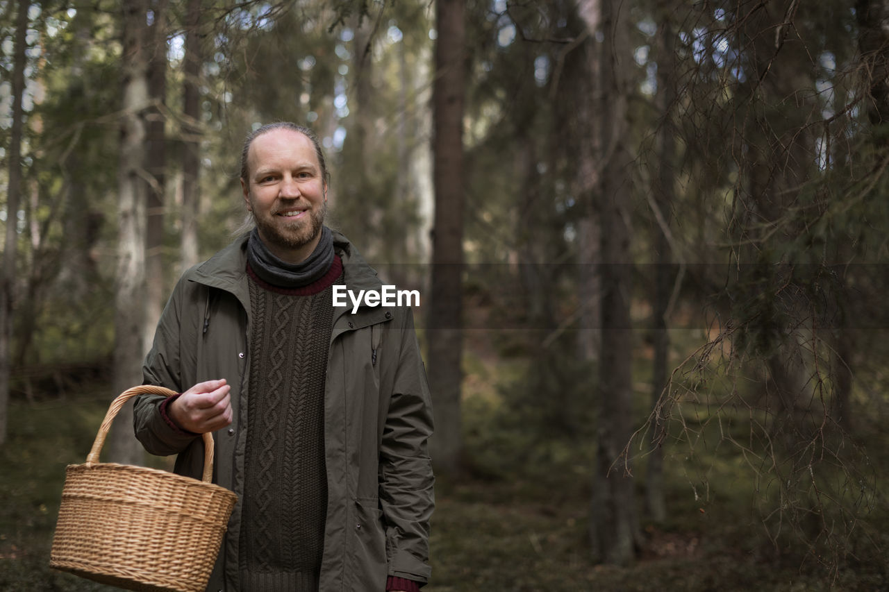 Man picking mushrooms