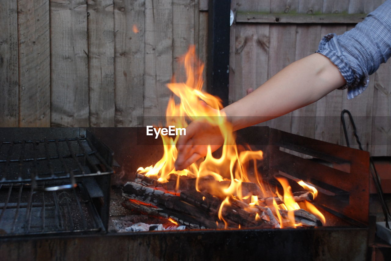 CLOSE-UP OF BONFIRE WITH FIRE