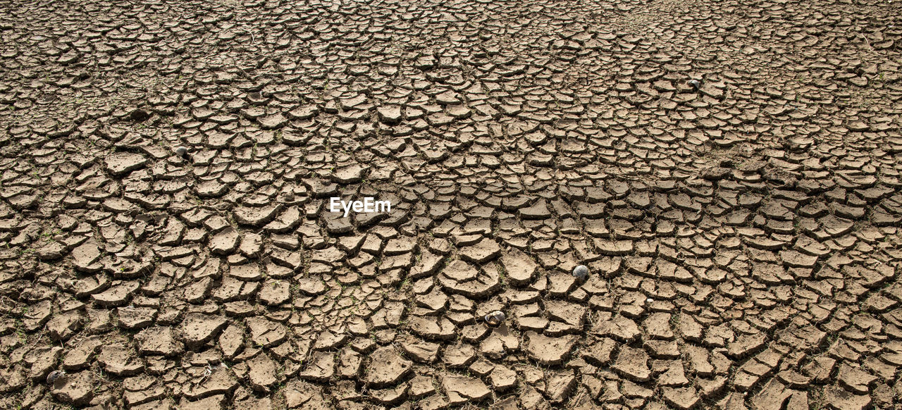 drought, soil, cracked, climate, backgrounds, dry, full frame, arid climate, pattern, environment, textured, no people, nature, scenics - nature, road surface, asphalt, barren, land, landscape, high angle view, day, extreme terrain, environmental issues, field, outdoors, desert, dirt, flooring, brown