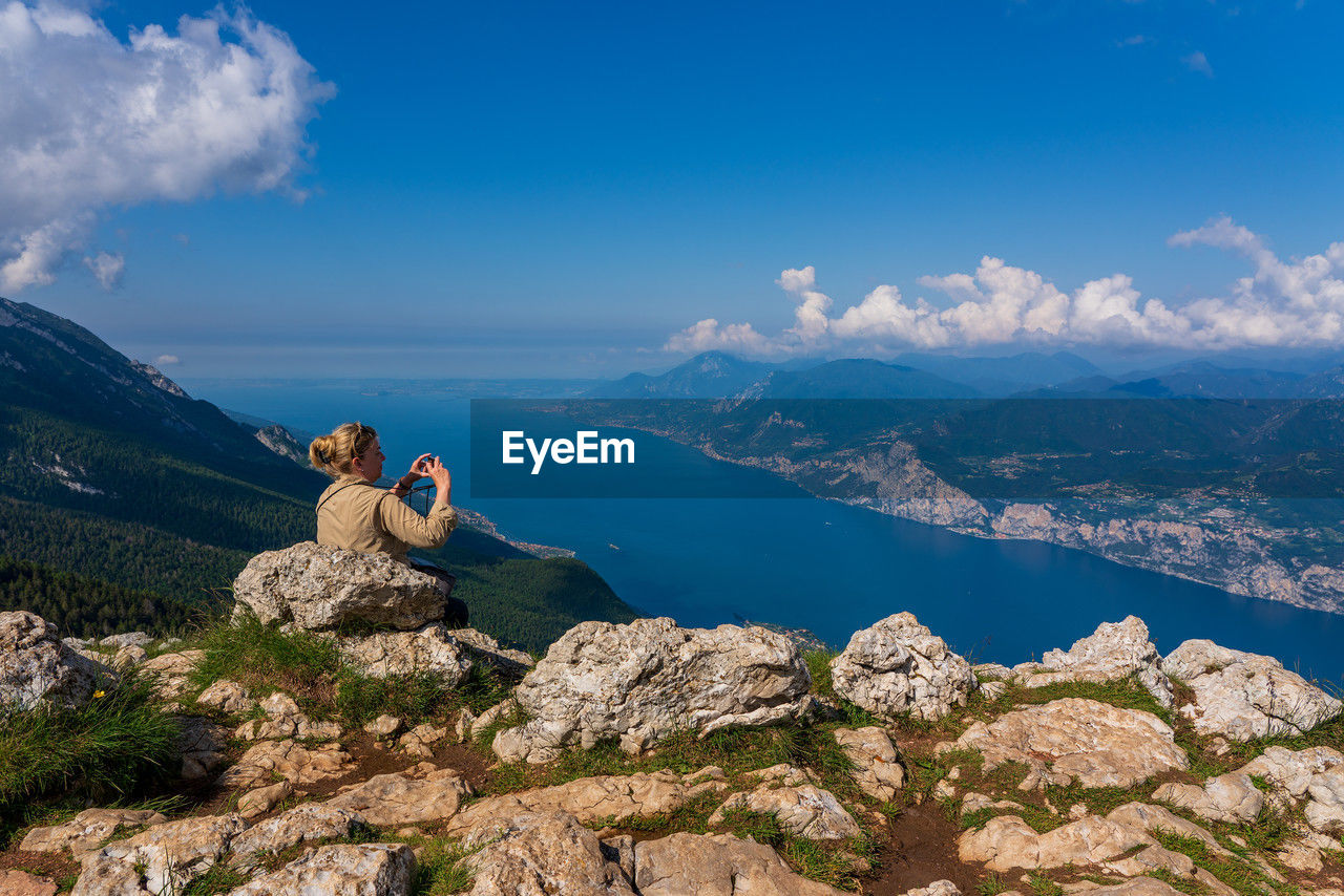 Panoramic view from monte baldo on lake garda near malcesine in italy.