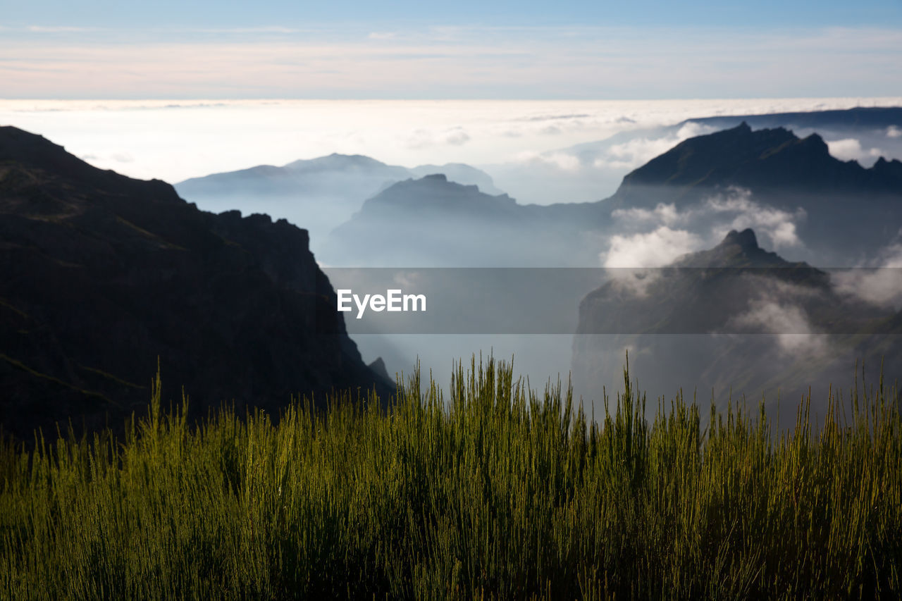 Scenic view of mountains against sky