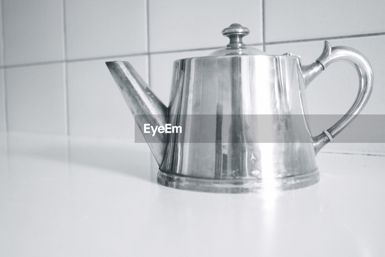 Close-up of kettle on kitchen counter