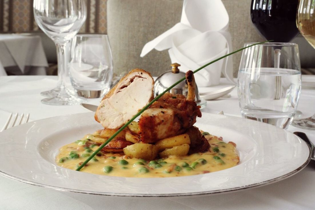 CLOSE-UP OF SERVED FOOD