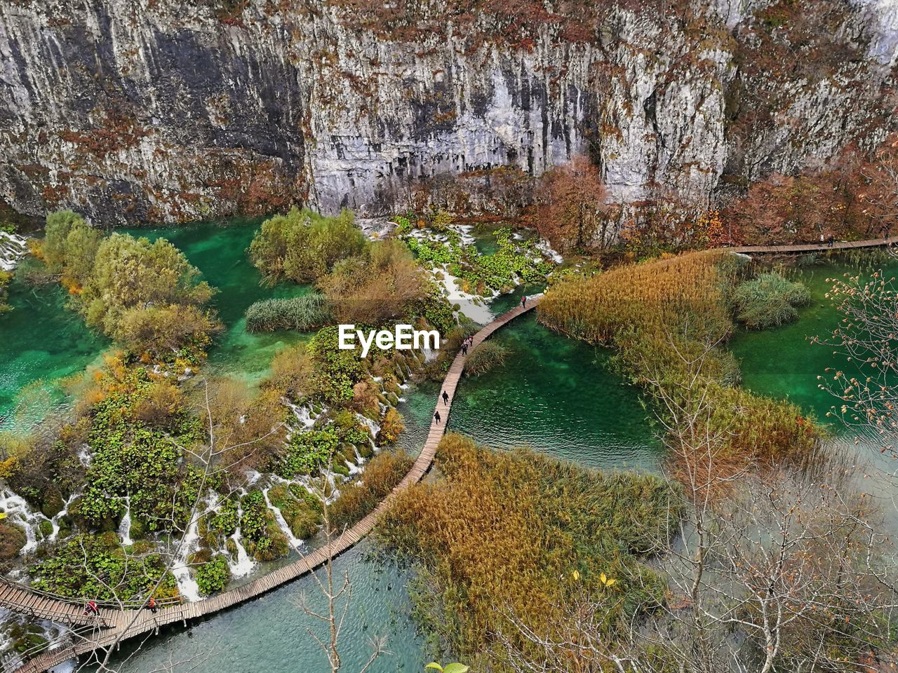 High angle view of plitvice lakes national park