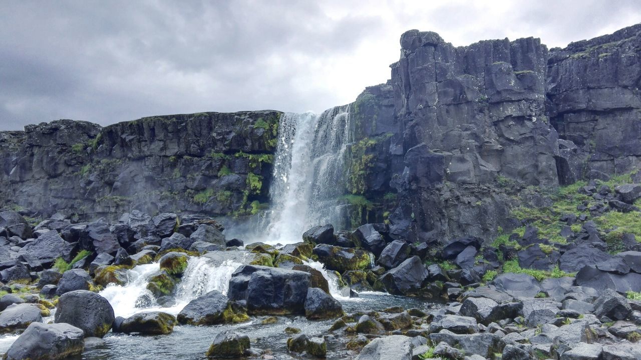 Scenic view of waterfall