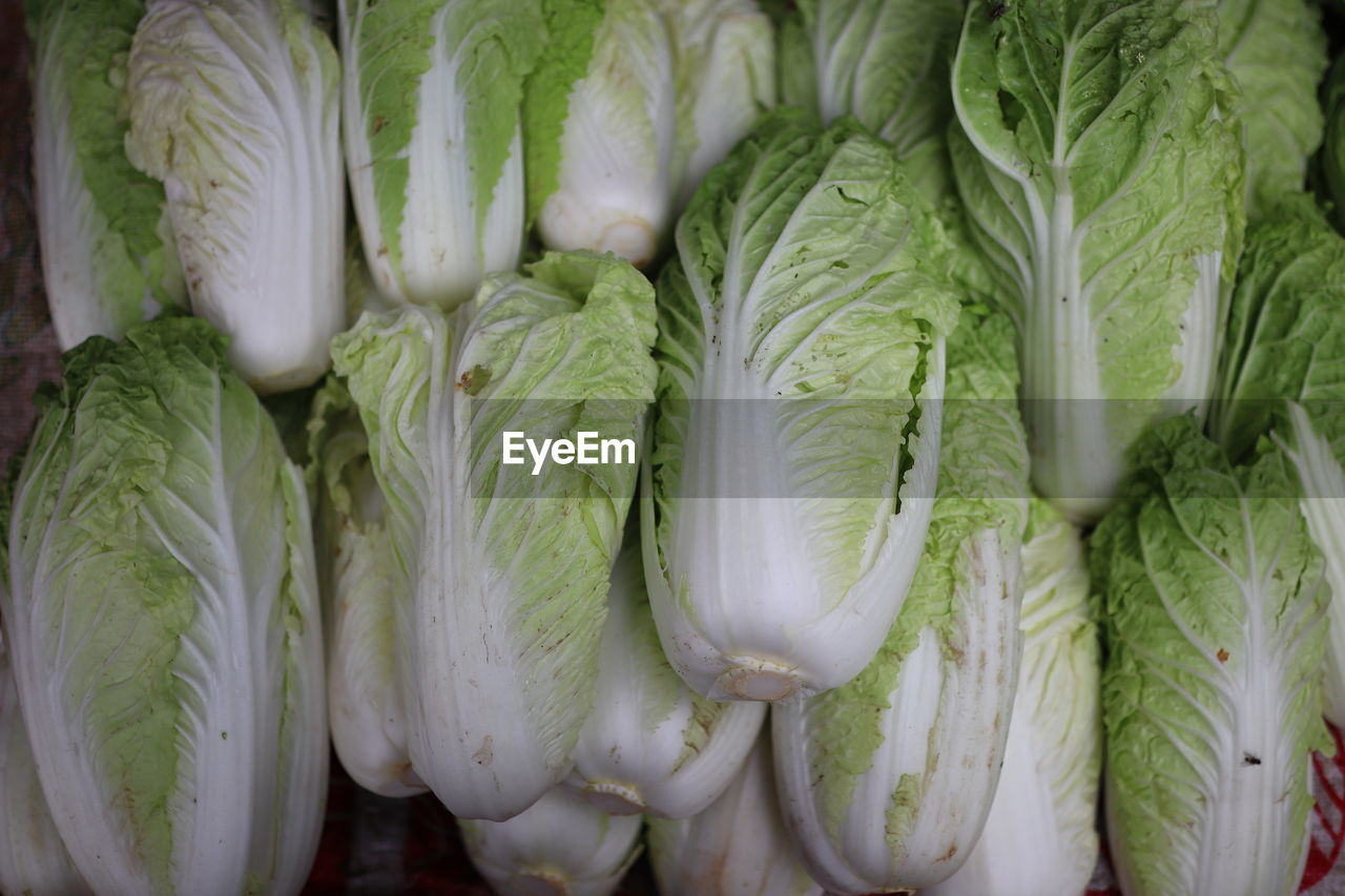 High angle view of vegetables for sale at market stall