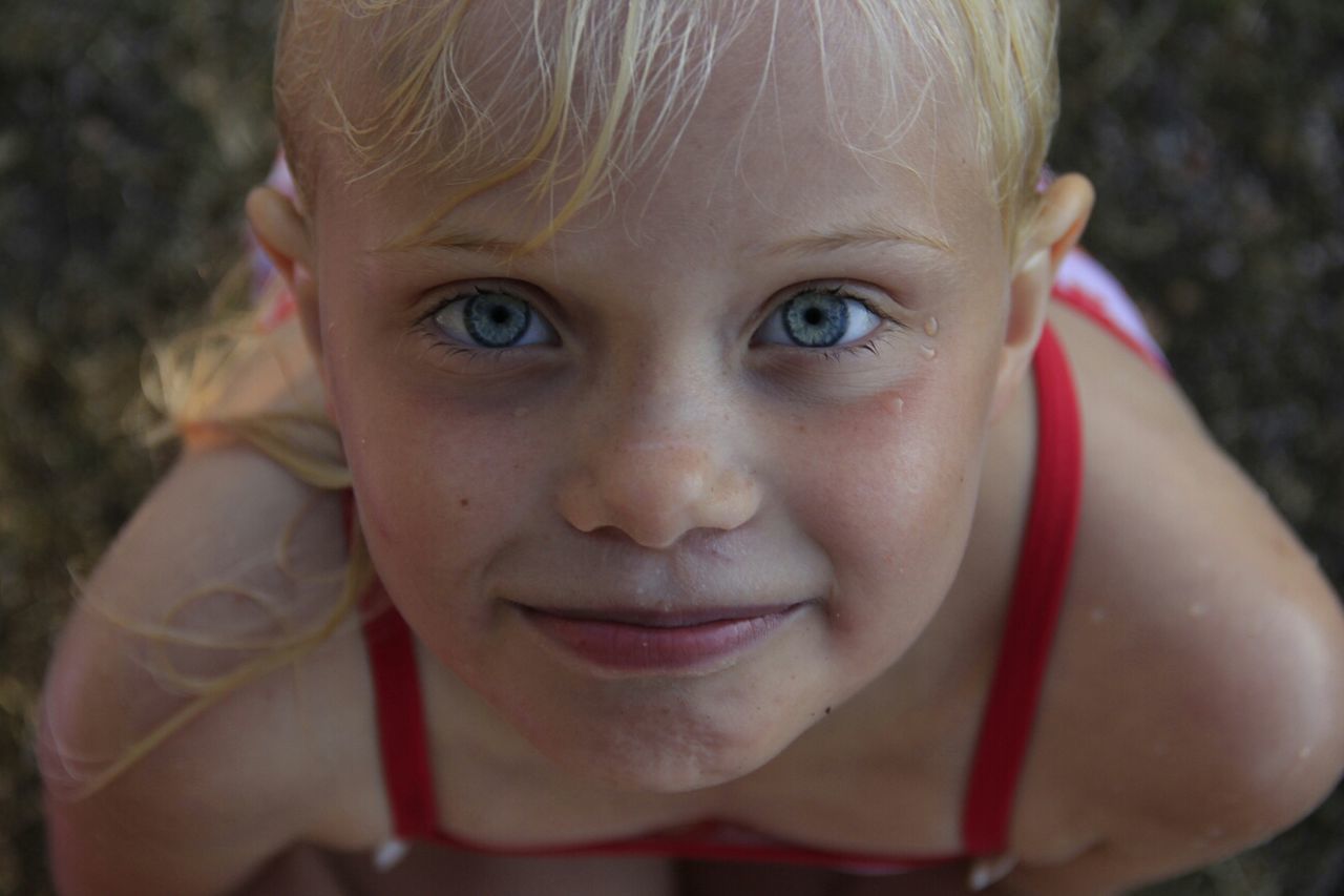 Girl's face from above