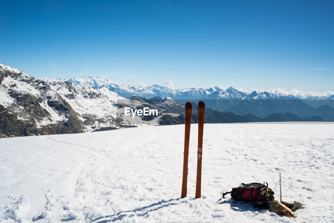 Scenic view of snow covered mountains