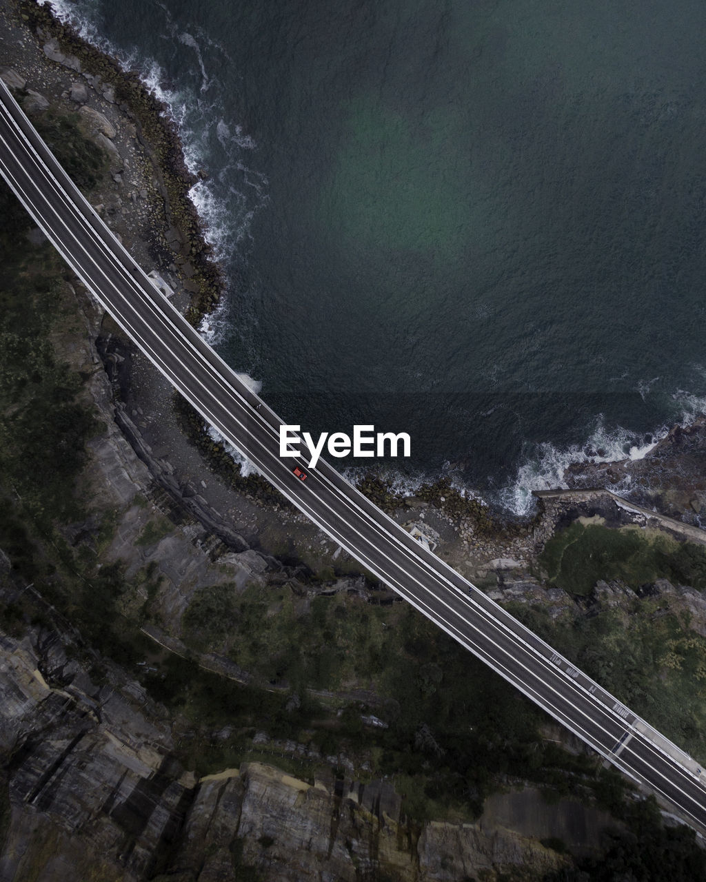 High angle view of road by mountain