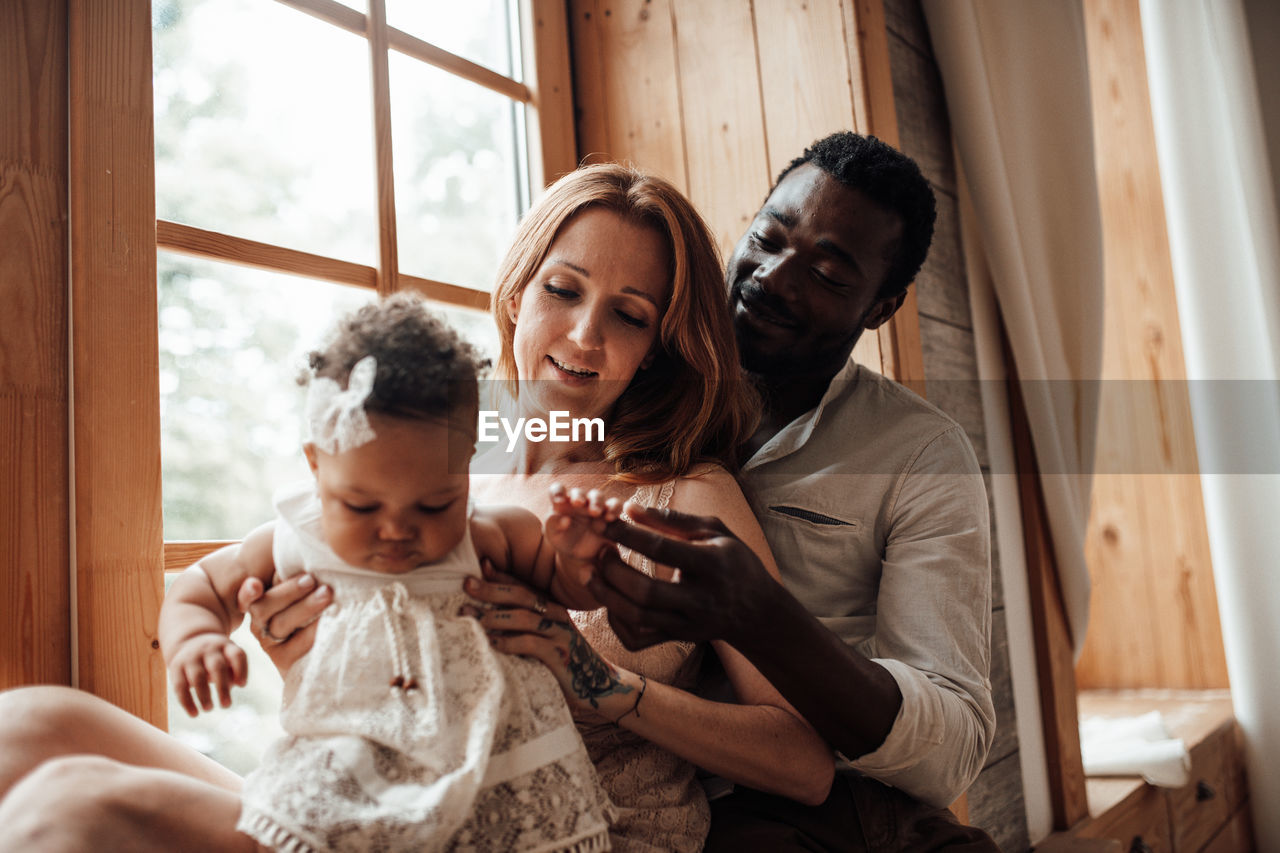 Mother and daughter at home