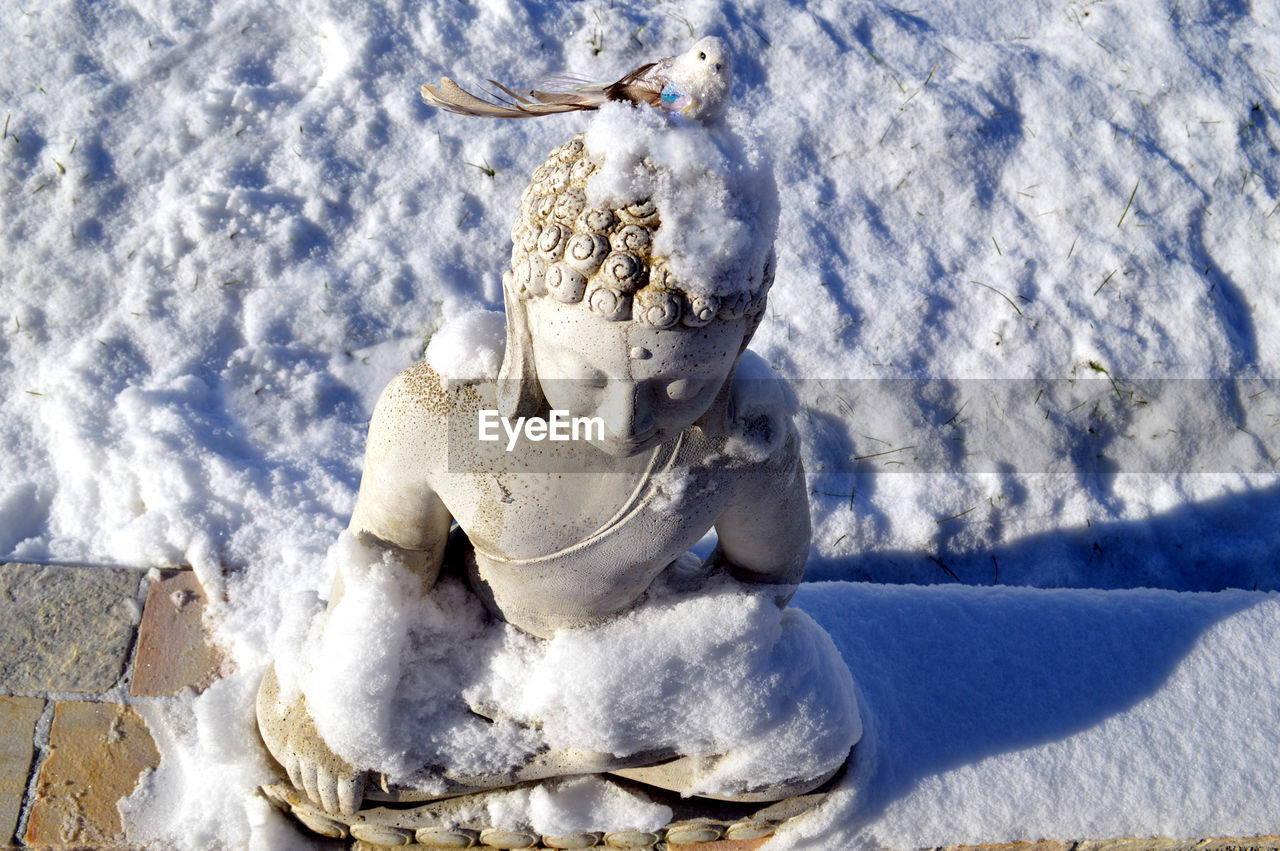 HIGH ANGLE VIEW OF SNOW SCULPTURE