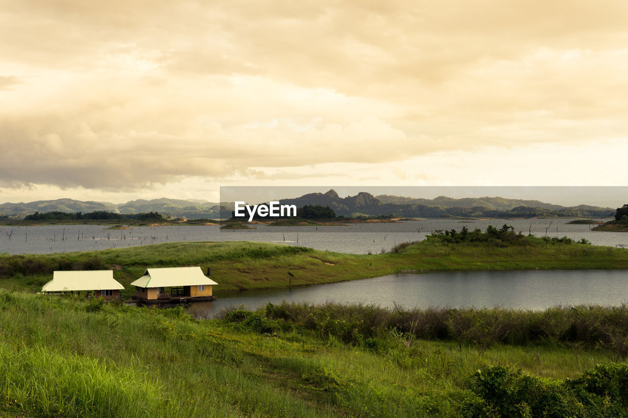 Scenic view of lake against sky