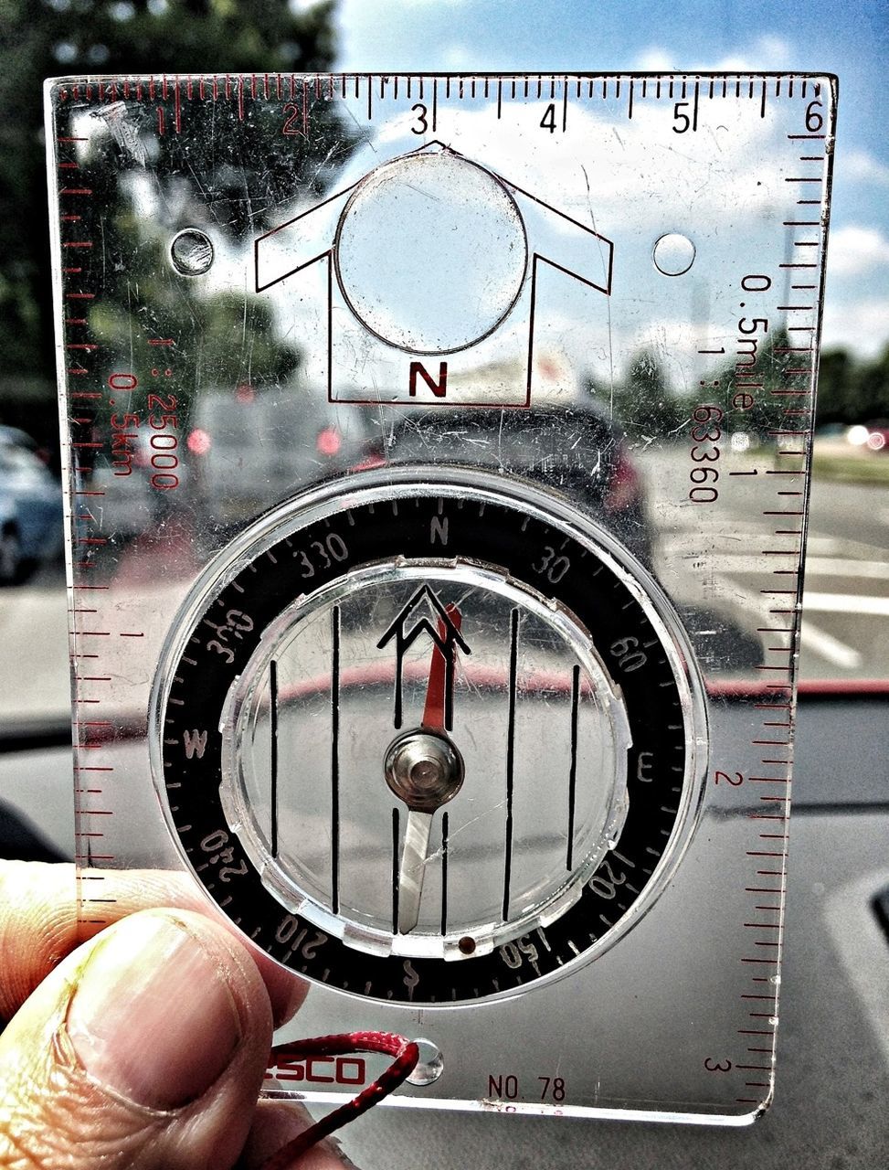 Close-up of hand compass