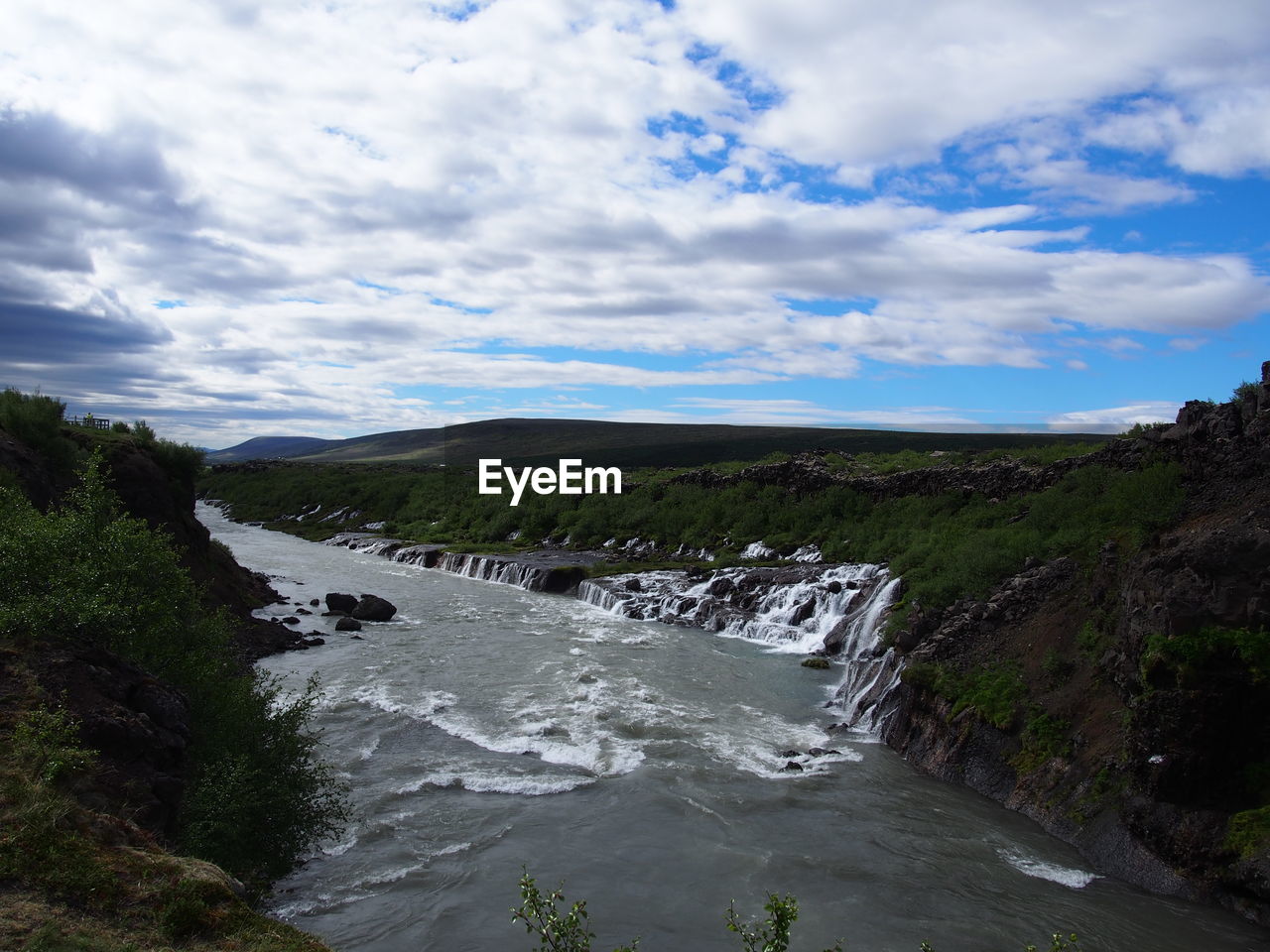 SCENIC VIEW OF RIVER FLOWING AMIDST LAND AGAINST SKY