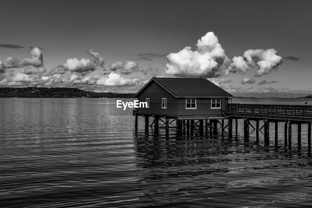 House by sea against sky