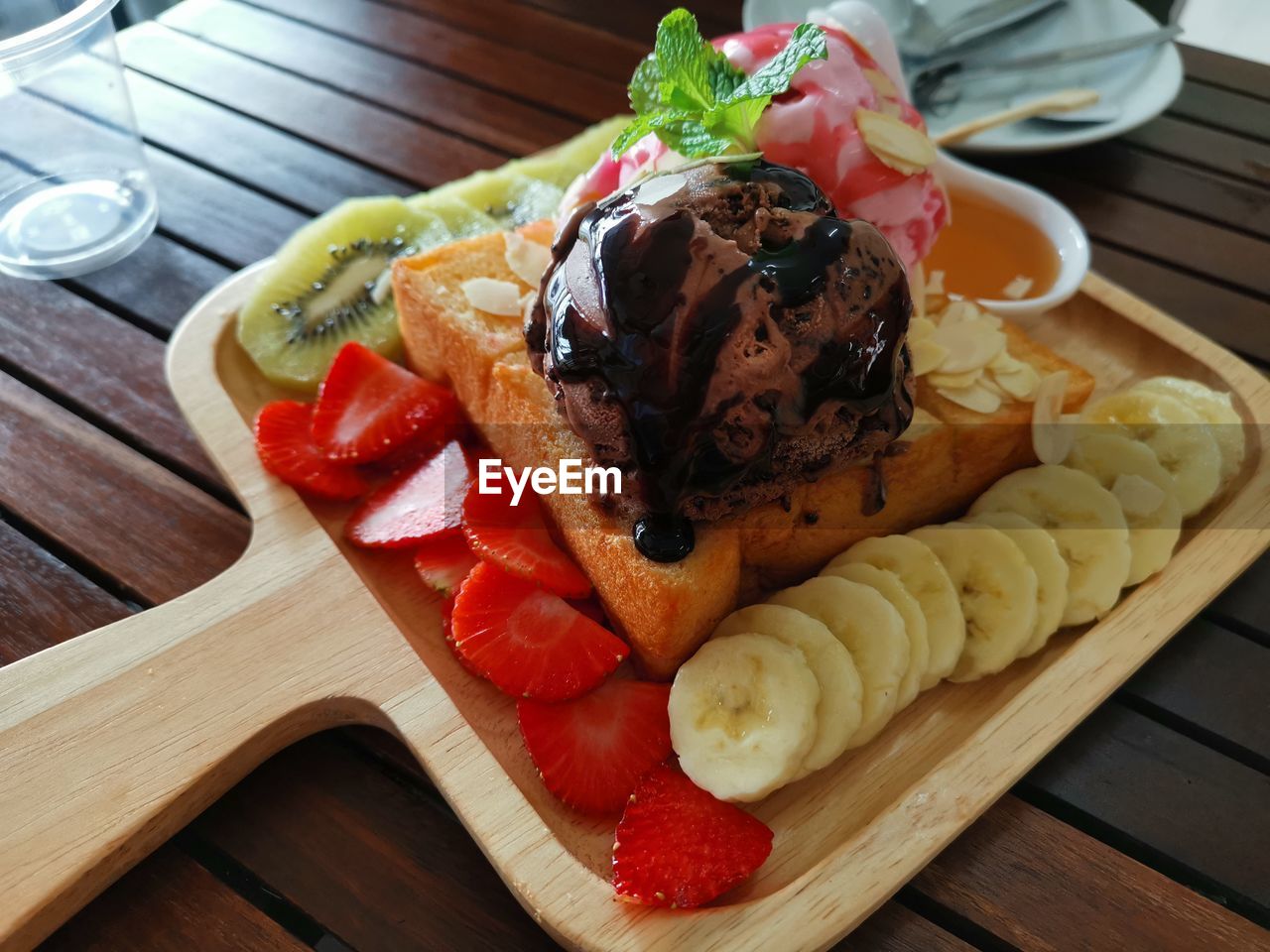 CLOSE-UP OF BREAKFAST ON TABLE