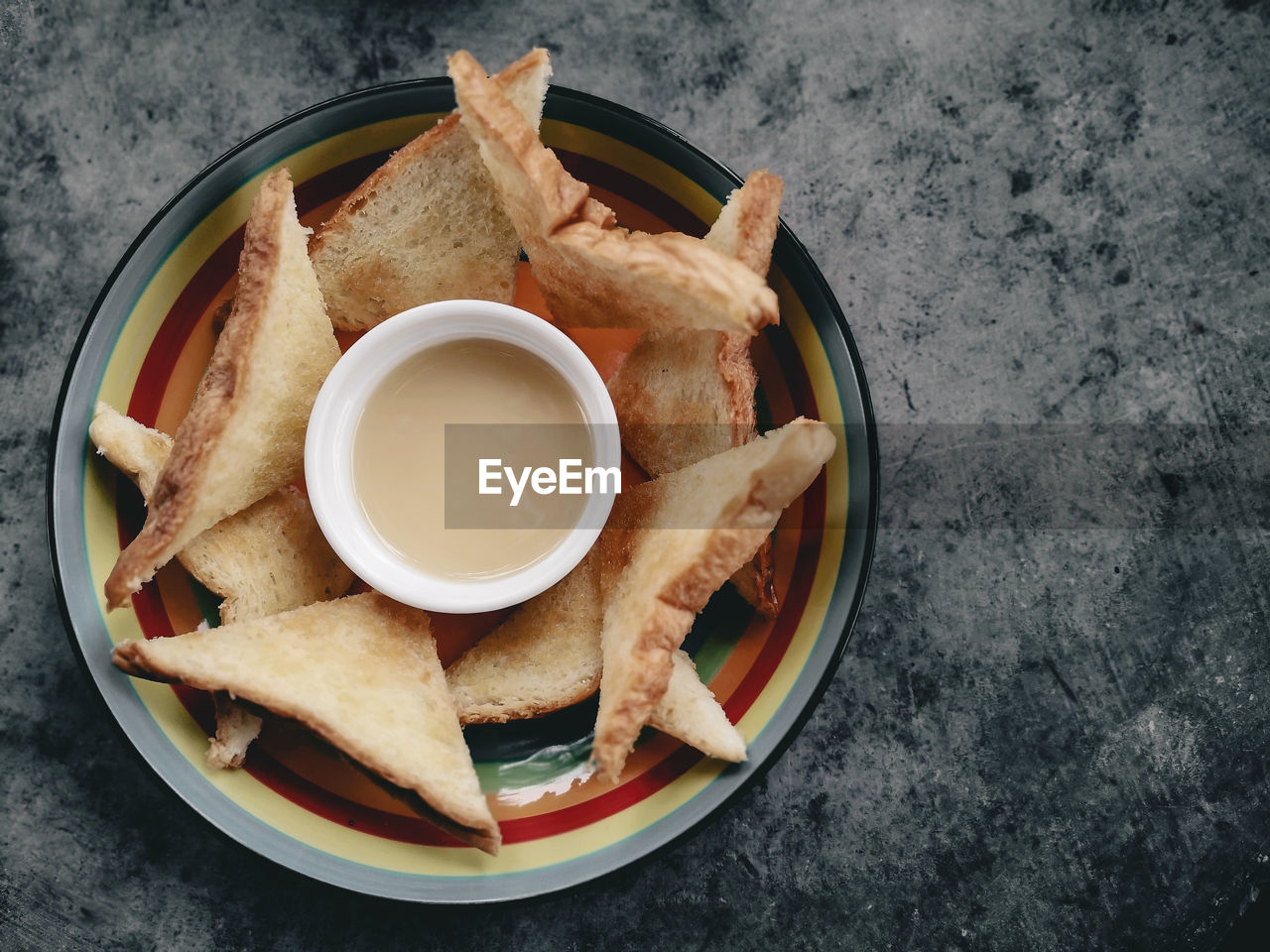 High angle view of breakfast in bowl on table