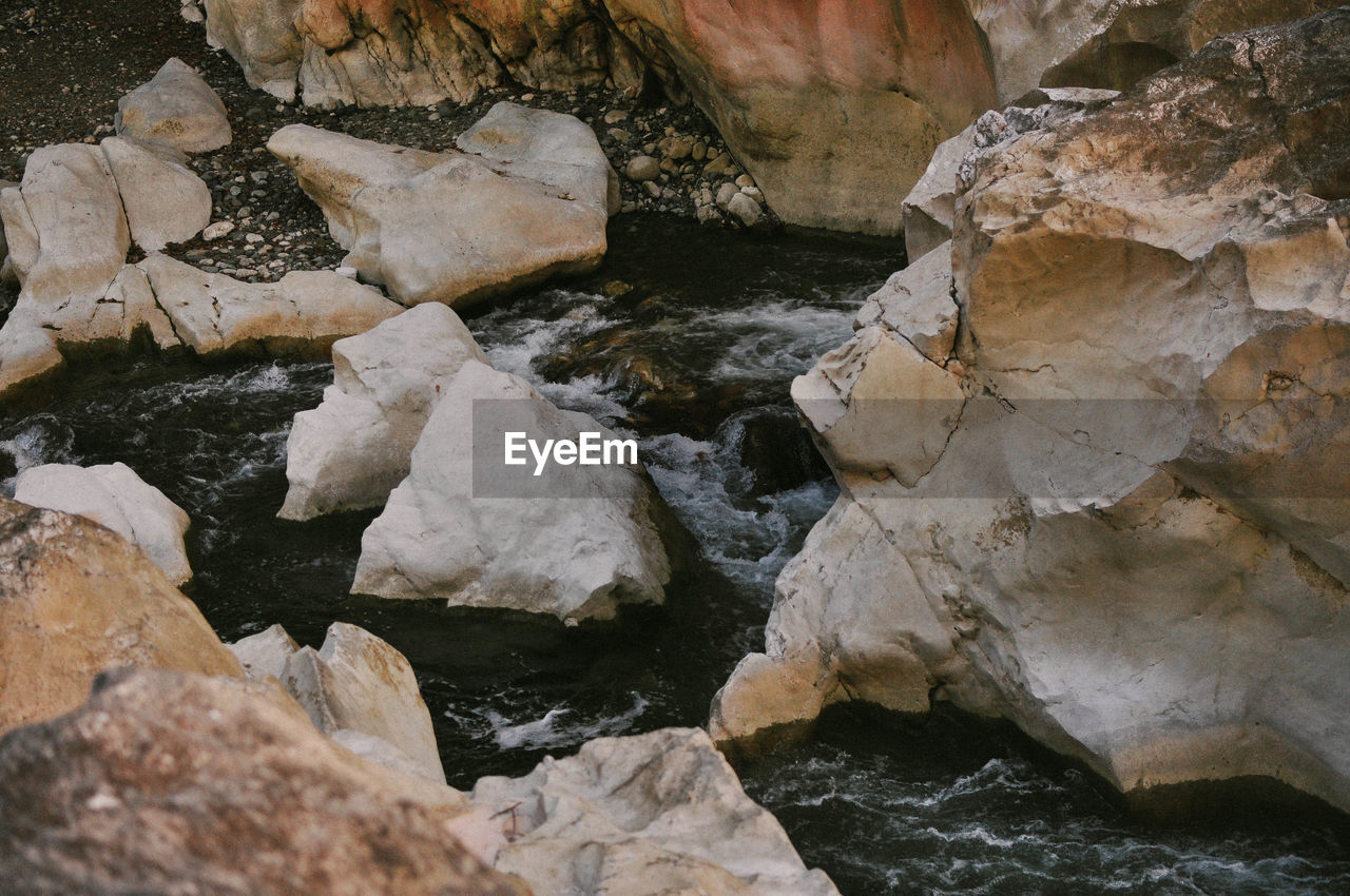 Rock formations in river