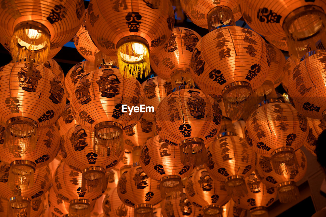 Full frame shot of chinese lanterns hanging outdoors