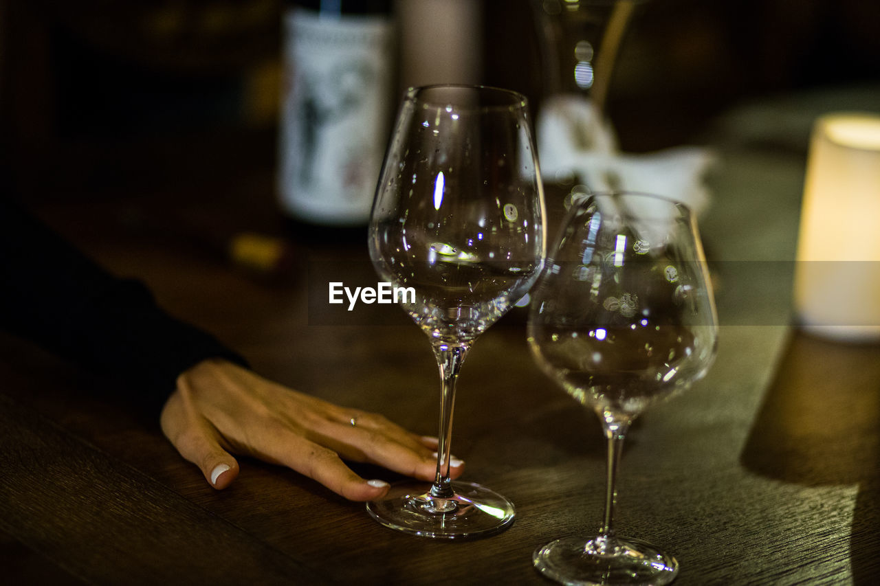 Close-up of wine glass on table