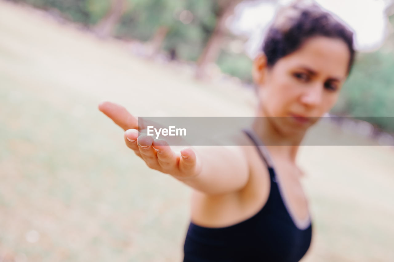 Woman exercising at park