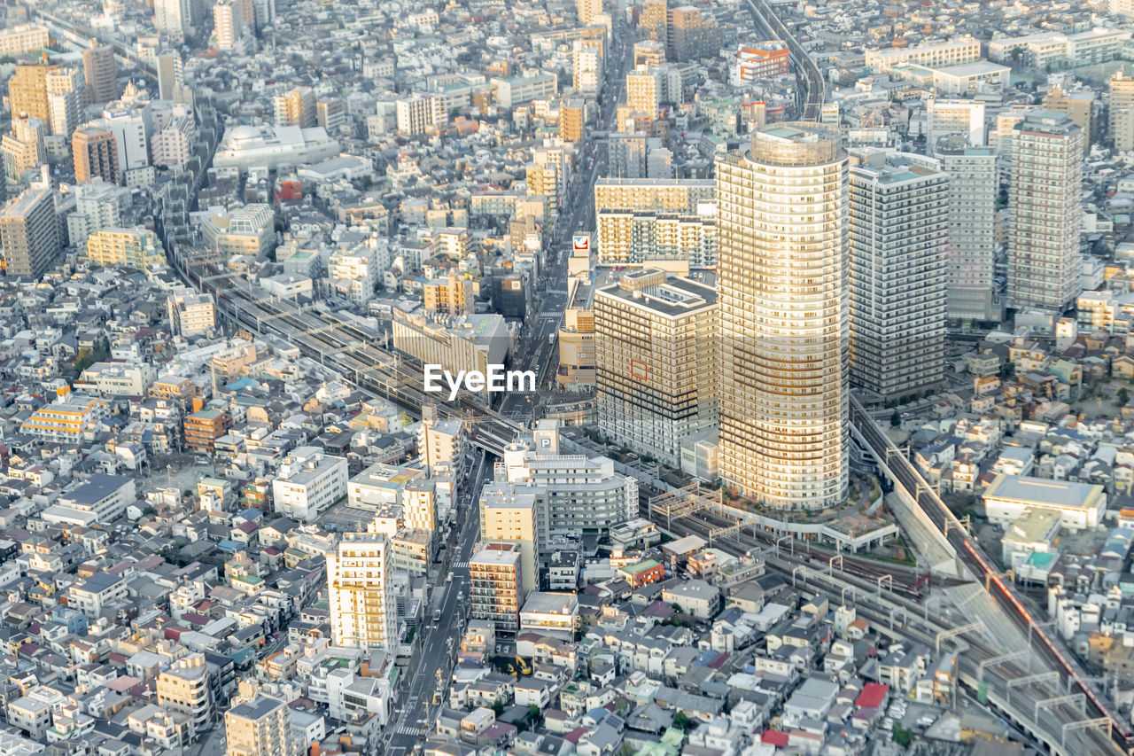 High angle view of tokyo city buildings