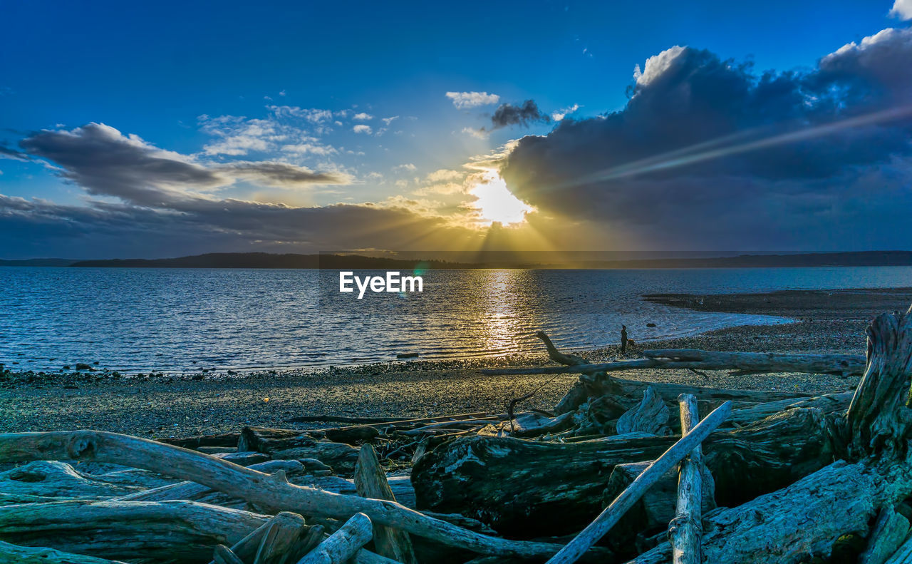 Scenic view of sea against sky during sunset