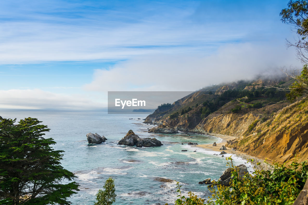 SCENIC VIEW OF SEA AND ROCK FORMATION AGAINST SKY