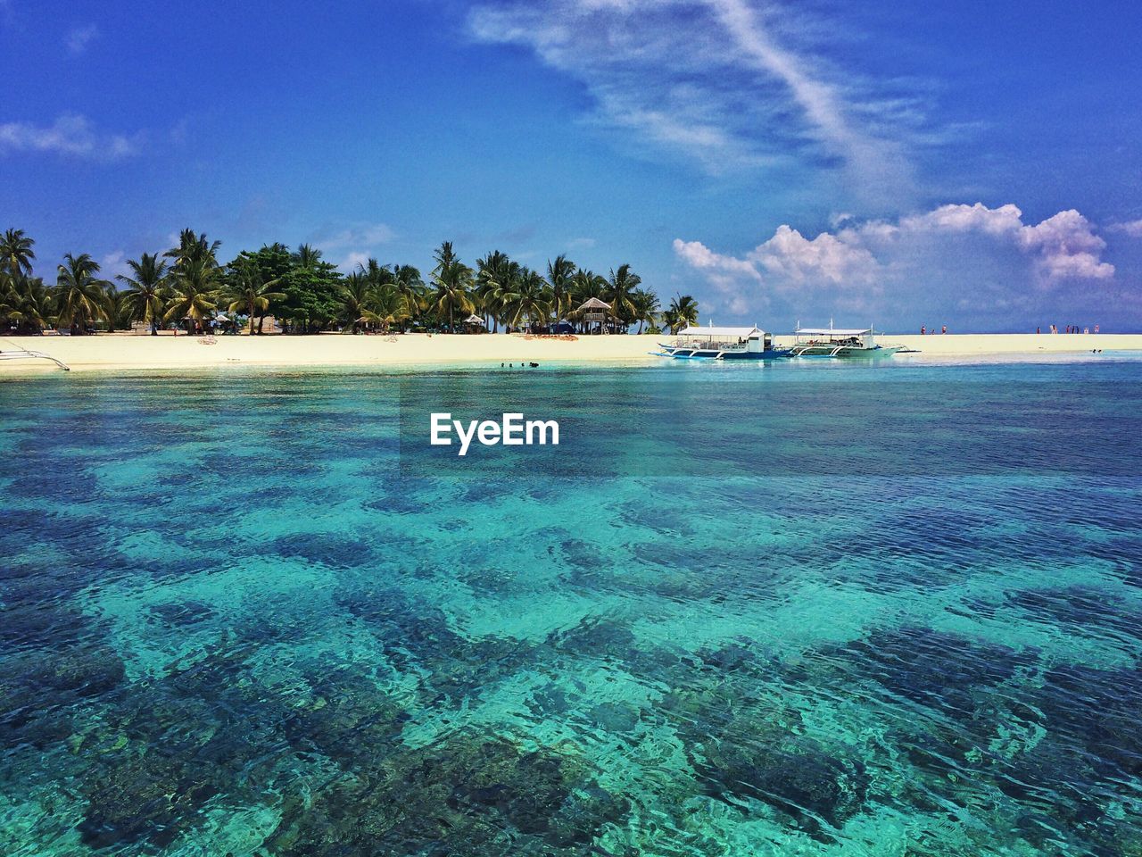 Scenic view of sea against blue sky